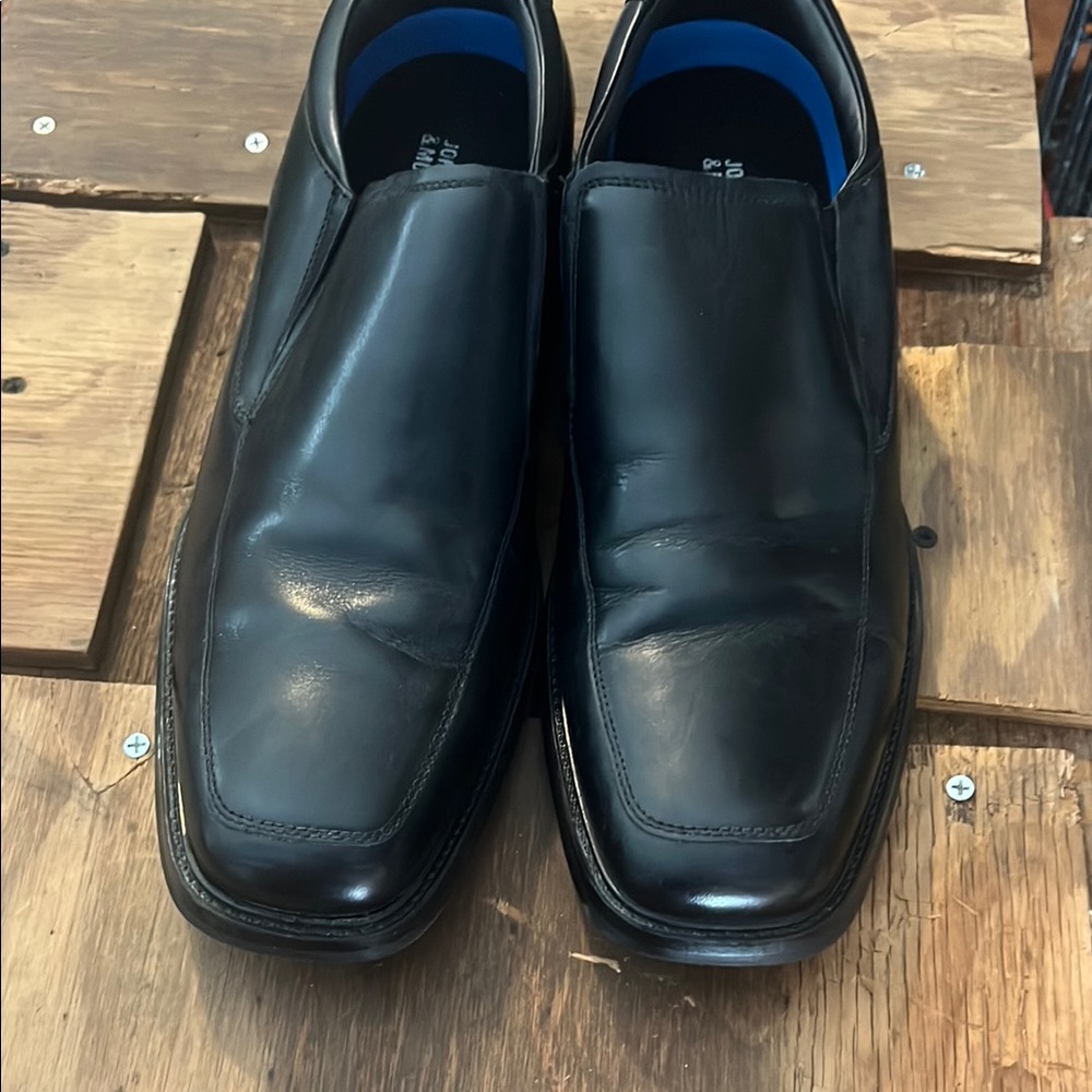 Johnston & Murphy Black Leather Loafers Classic Slip-Ons